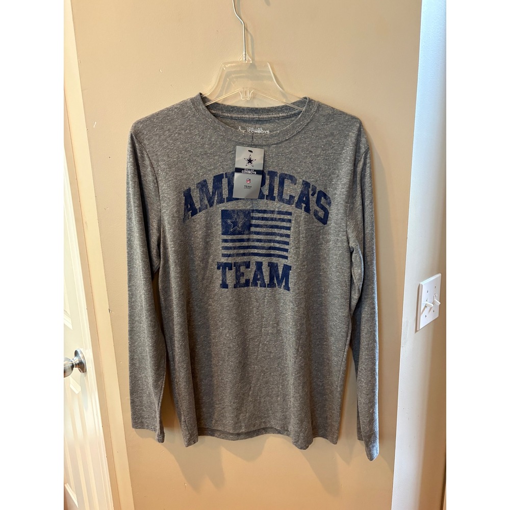New Dallas Cowboys Mens America's Team Long Sleeve T-Shirt Gray S DC111425MU